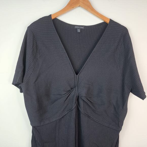 Universal Standard Twist Knit Ribbed Dress Black LARGE Stretch - Picture 3 of 7